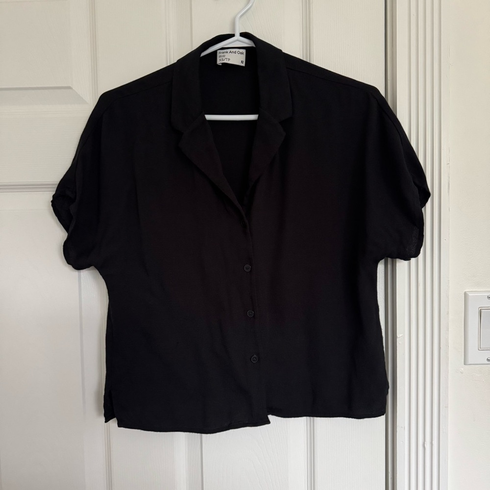 Frank & Oak The Camp Collar Blouse in Black, XS